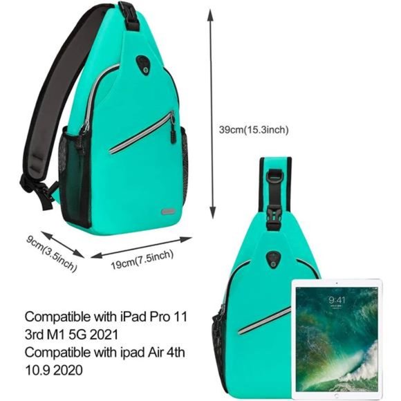 Teal Sling Backpack, Multipurpose Crossbody Shoulder Bag Travel Hiking Daypack main image 4